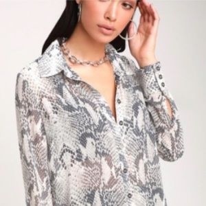 Sheer snake print shirt